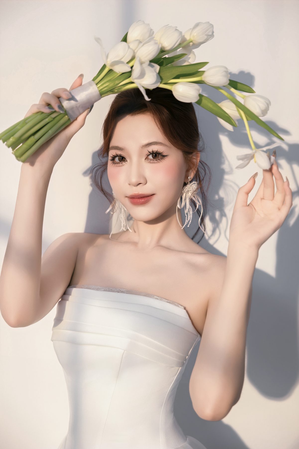 Váy cưới đơn giản chụp ảnh Studio